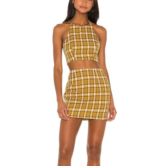 Superdown Two Piece Yellow Plaid Clueless Set M - Picture 1 of 8